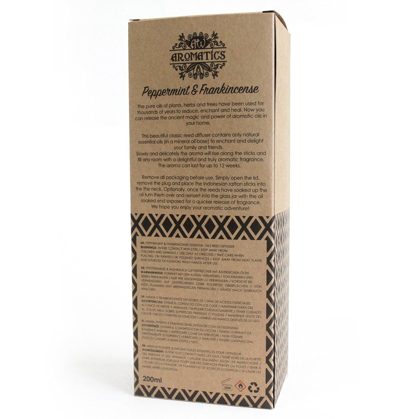 200ml Peppermint & Frankincense Essential Oil Reed Diffuser - Zen Aroma Co.